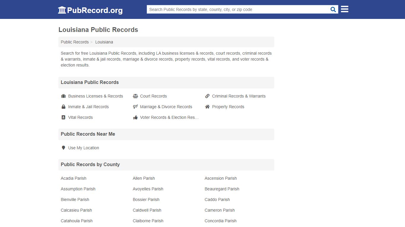 Free Louisiana Public Records - PubRecord.org